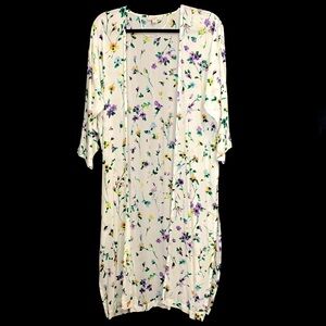 LOFT Floral Print Open Front Kimono